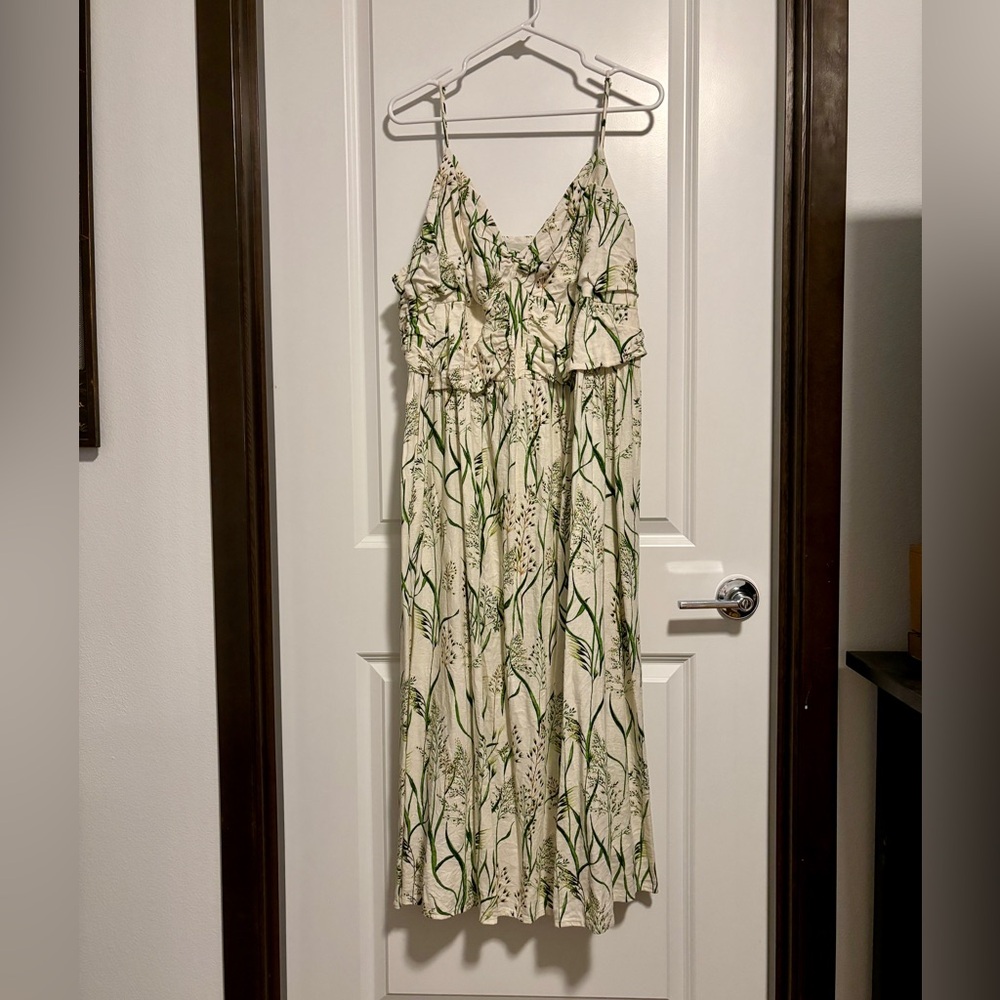 LINEN-BLEND STRAPPY DRESS